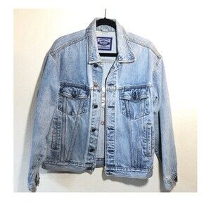 Denim Hollywood Hard Rock Cafe Jacket Unisex Med Button 100% Cotton Blue